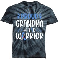 Proud Grandma Of T1D Warrior Diabetes Awareness Blue Ribbon Kids Tie-Dye T-Shirt