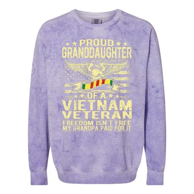 Proud Granddaughter Of Vietnam Veteran Freedom Isnt Free Colorblast Crewneck Sweatshirt