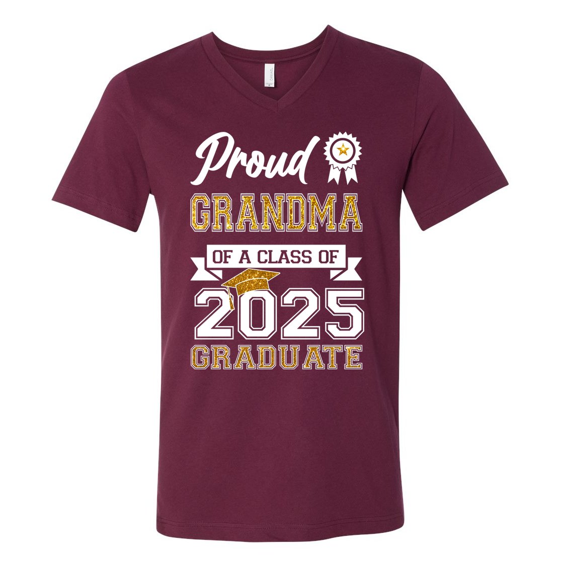 Proud Grandma Of A Class Of 2025 Graduate V-Neck T-Shirt