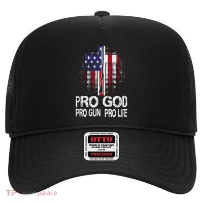 Pro God Pro Gun Pro Life High Crown Mesh Back Trucker Hat