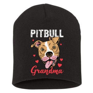 Pitbull Grandma Pawma Dog Grandparents Dog Lover Short Acrylic Beanie