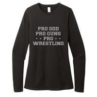 Pro God Pro Guns Pro Wrestling Womens CVC Long Sleeve Shirt