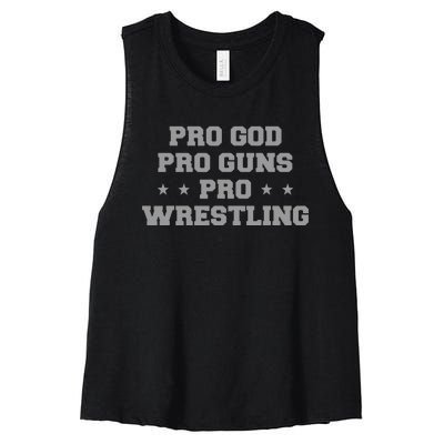 Pro God Pro Guns Pro Wrestling Women's Racerback Cropped Tank