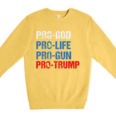 Pro God Pro Life Pro Gun Pro Trump Patriotic Premium Crewneck Sweatshirt