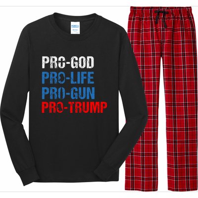 Pro God Pro Life Pro Gun Pro Trump Patriotic Long Sleeve Pajama Set