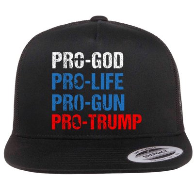 Pro God Pro Life Pro Gun Pro Trump Patriotic Flatbill Hat
