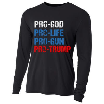 Pro God Pro Life Pro Gun Pro Trump Patriotic Cooling Performance Long Sleeve Crew