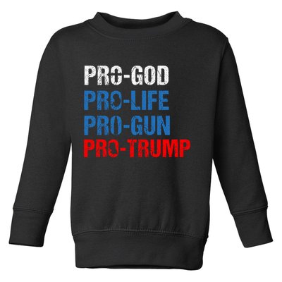 Pro God Pro Life Pro Gun Pro Trump Patriotic Toddler Sweatshirt