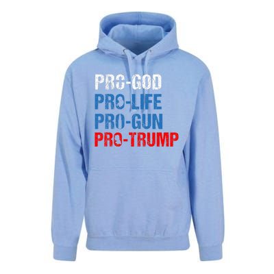 Pro God Pro Life Pro Gun Pro Trump Patriotic Unisex Surf Hoodie