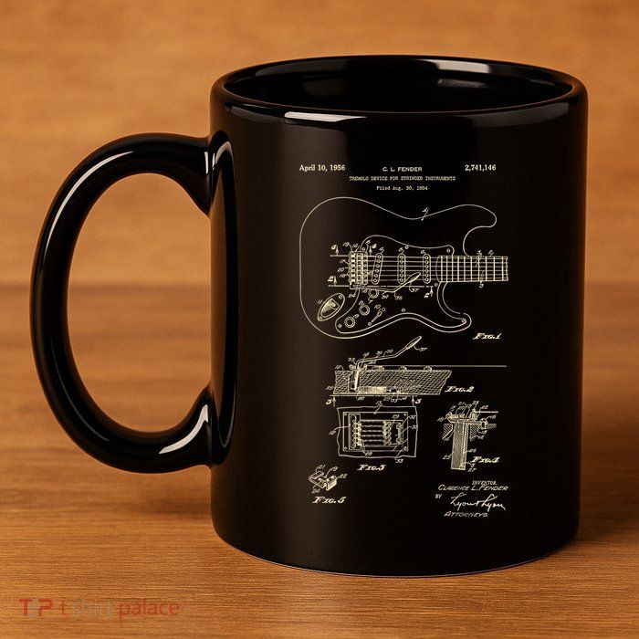 Patent Guitar 11oz C Handle Ceramic Mug