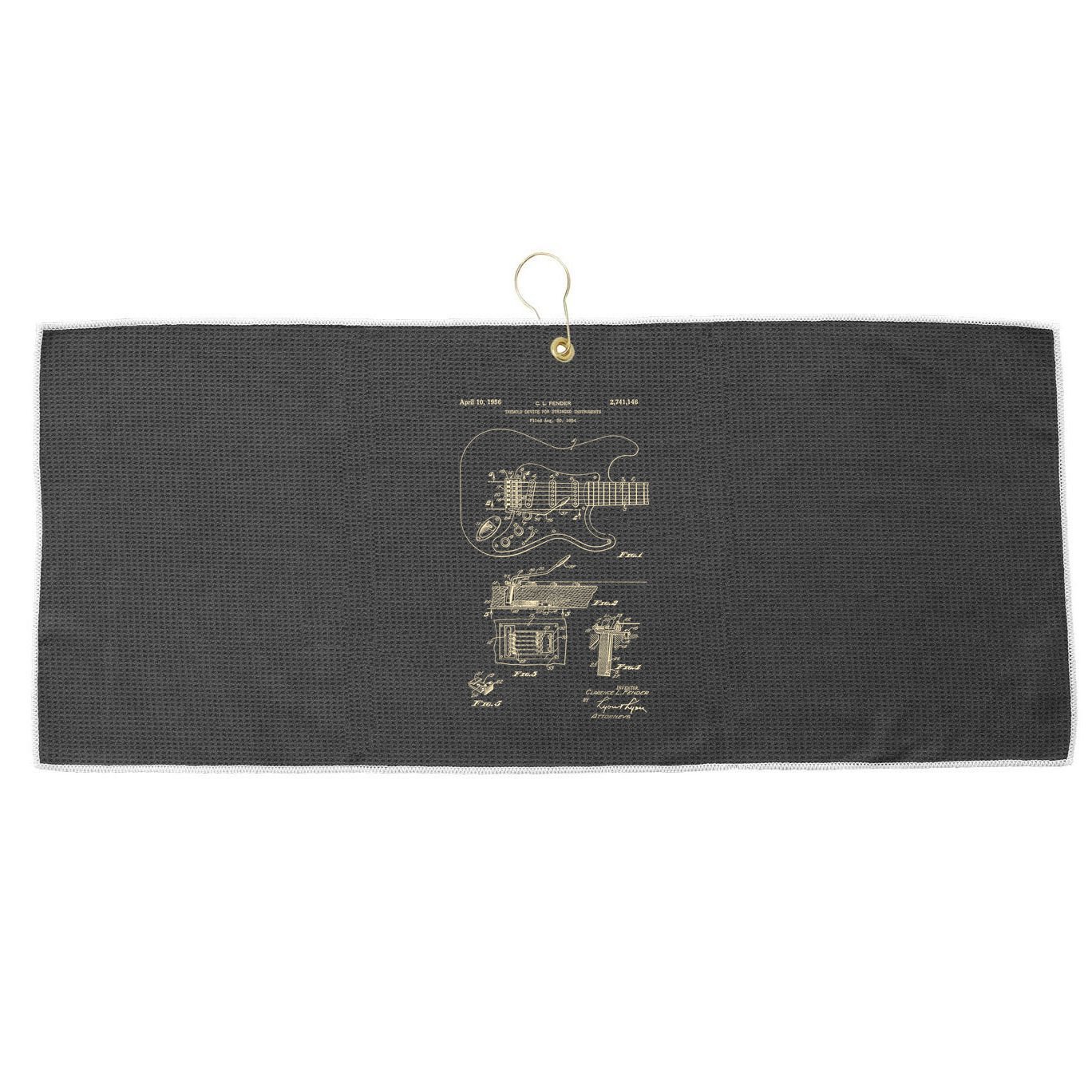 Patent Guitar Large Microfiber Waffle Golf Towel