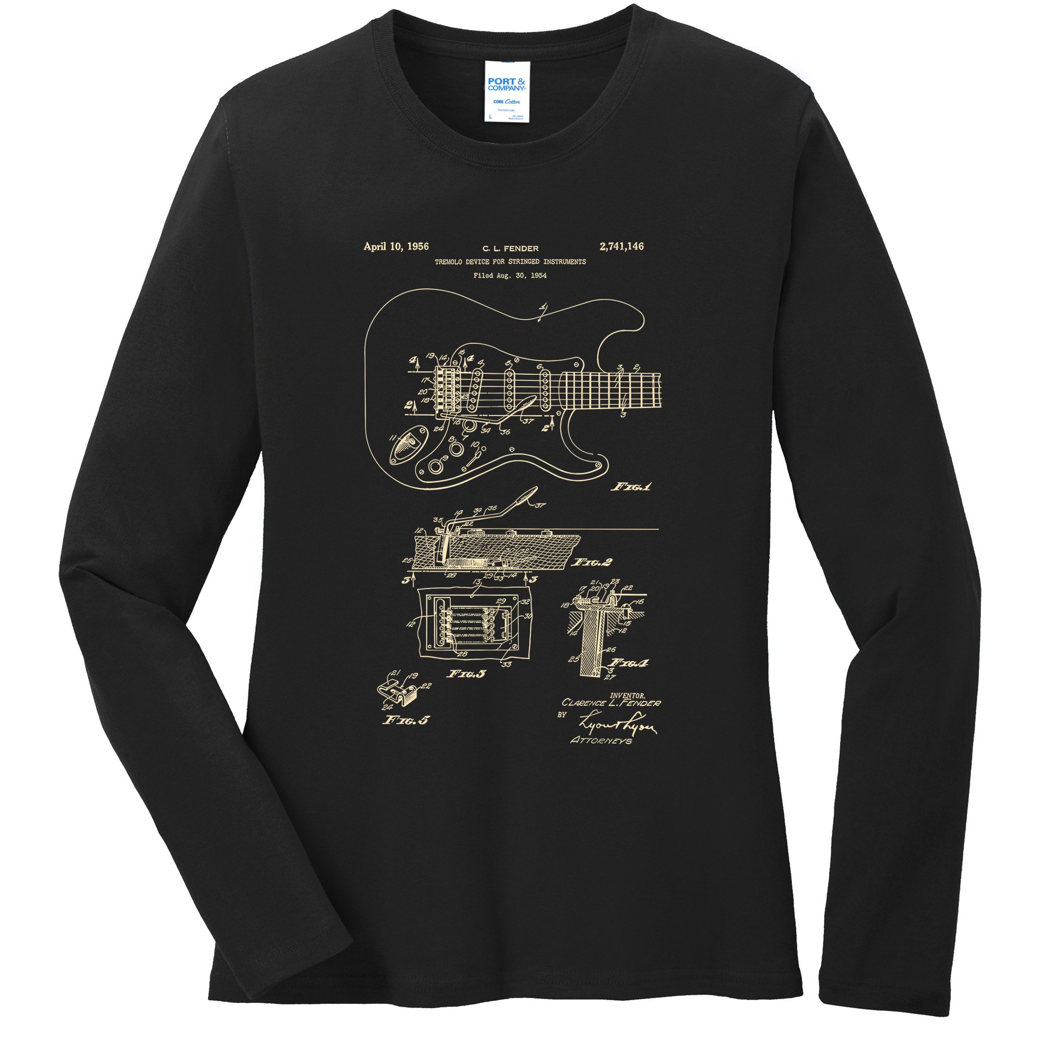 Patent Guitar Ladies Long Sleeve Shirt