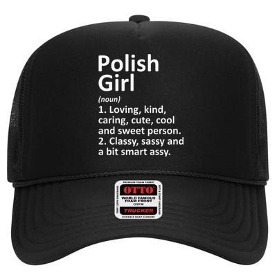 POLISH GIRL POLAND Gift Funny Country Home Roots Descent High Crown Mesh Back Trucker Hat