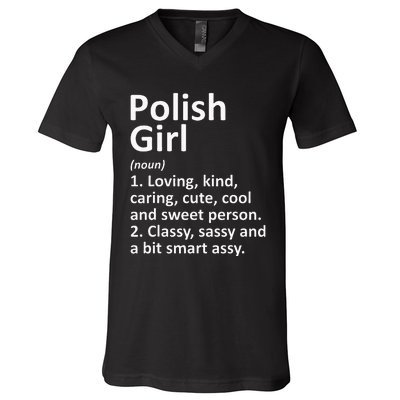 POLISH GIRL POLAND Gift Funny Country Home Roots Descent V-Neck T-Shirt