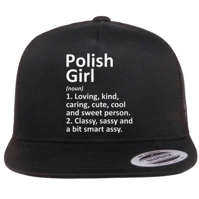 POLISH GIRL POLAND Gift Funny Country Home Roots Descent Flat Bill Trucker Hat