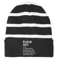 POLISH GIRL POLAND Gift Funny Country Home Roots Descent Striped Beanie with Solid Band