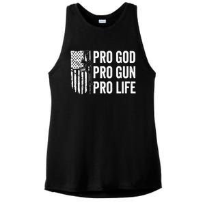 Pro God Pro Gun Pro Life USA Christian Guns Owner Flag Ladies PosiCharge Tri-Blend Wicking Tank