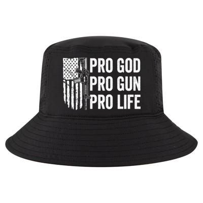 Pro God Pro Gun Pro Life USA Christian Guns Owner Flag Cool Comfort Performance Bucket Hat