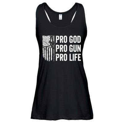 Pro God Pro Gun Pro Life USA Christian Guns Owner Flag Ladies Essential Flowy Tank