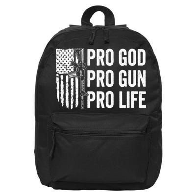 Pro God Pro Gun Pro Life USA Christian Guns Owner Flag 16 in Basic Backpack