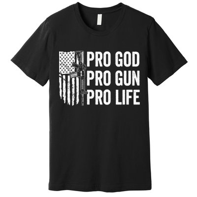 Pro God Pro Gun Pro Life USA Christian Guns Owner Flag Premium T-Shirt