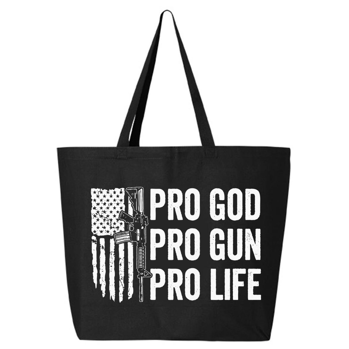 Pro God Pro Gun Pro Life USA Christian Guns Owner Flag 25L Jumbo Tote