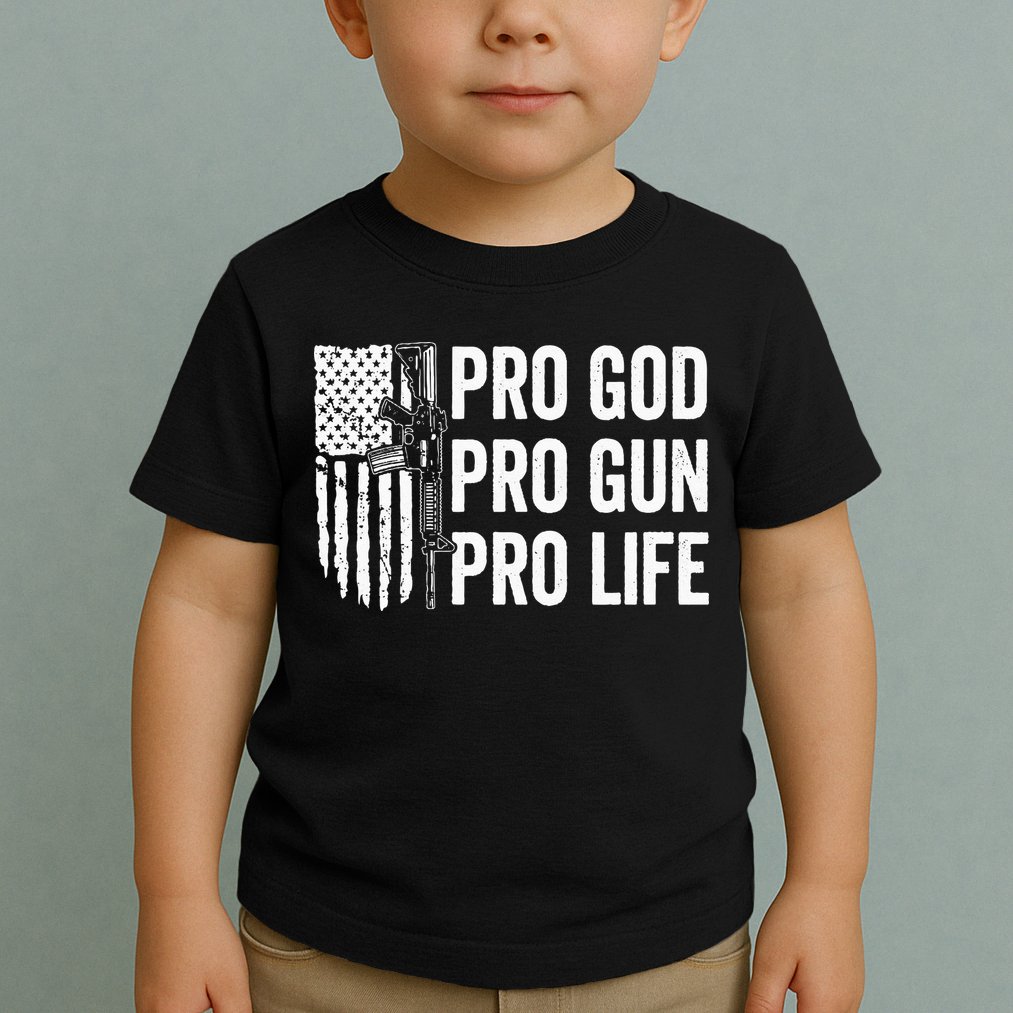 Pro God Pro Gun Pro Life USA Christian Guns Owner Flag Toddler T-Shirt