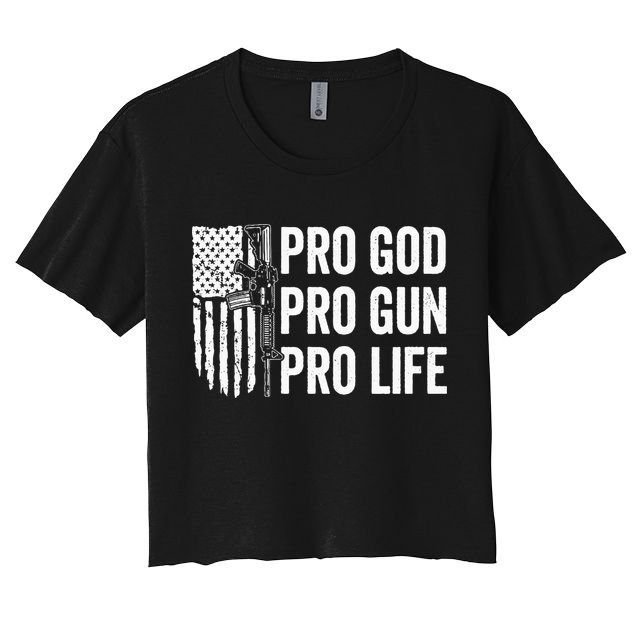 Pro God Pro Gun Pro Life USA Christian Guns Owner Flag Crop Top