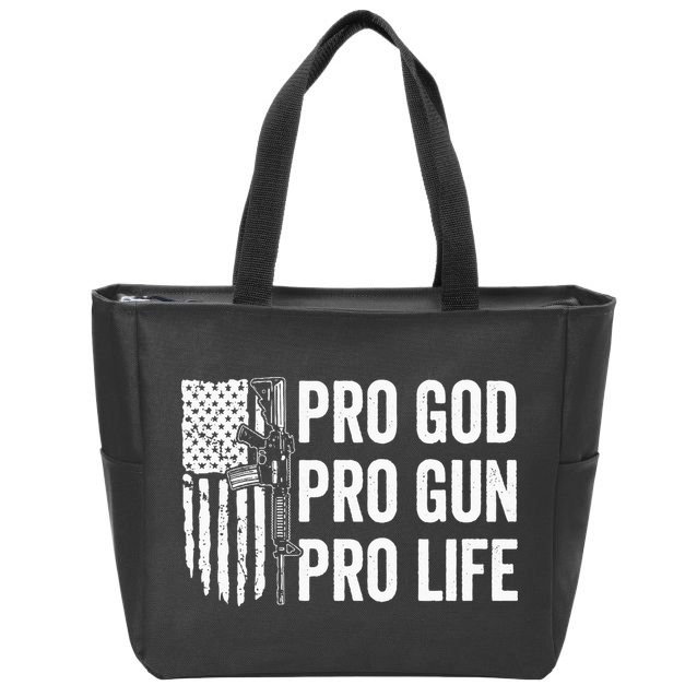 Pro God Pro Gun Pro Life USA Christian Guns Owner Flag Zip Tote Bag