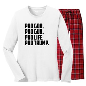 Pro God Pro Gun Pro Life Pro Trump Women's Long Sleeve Flannel Pajama Set 