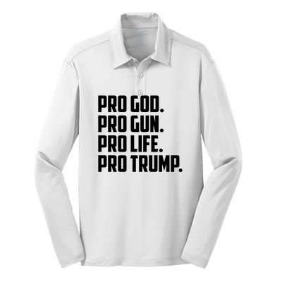 Pro God Pro Gun Pro Life Pro Trump Silk Touch Performance Long Sleeve Polo