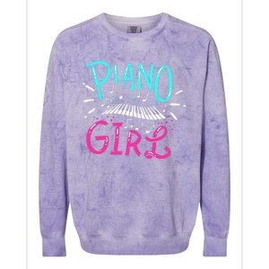 Piano Girl Pianist Music Notes Gift Colorblast Crewneck Sweatshirt