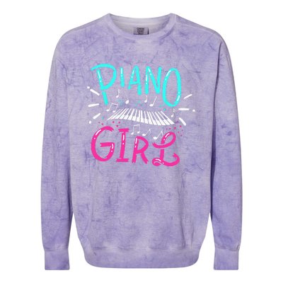 Piano Girl Pianist Music Notes Gift Colorblast Crewneck Sweatshirt