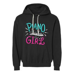 Piano Girl Pianist Music Notes Gift Garment-Dyed Fleece Hoodie