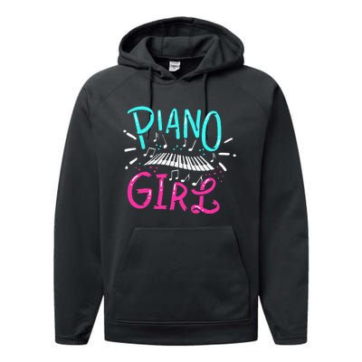 Piano Girl Pianist Music Notes Gift Performance Fleece Hoodie