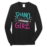 Piano Girl Pianist Music Notes Gift Long Sleeve Shirt