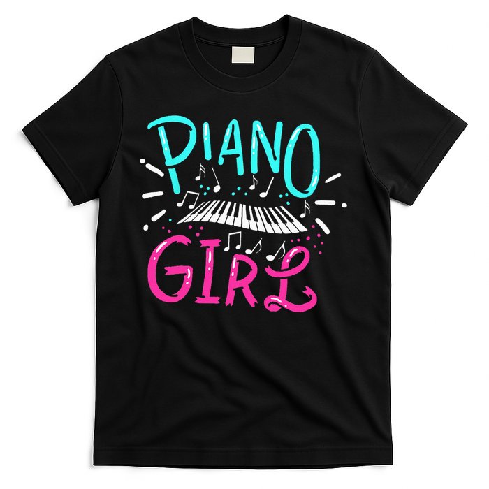 Piano Girl Pianist Music Notes Gift T-Shirt