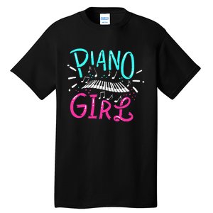 Piano Girl Pianist Music Notes Gift Tall T-Shirt