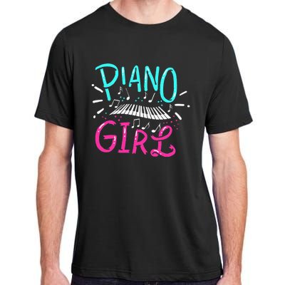 Piano Girl Pianist Music Notes Gift Adult ChromaSoft Performance T-Shirt