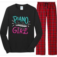 Piano Girl Pianist Music Notes Gift Long Sleeve Pajama Set