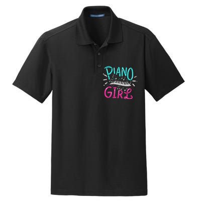 Piano Girl Pianist Music Notes Gift Dry Zone Grid Polo