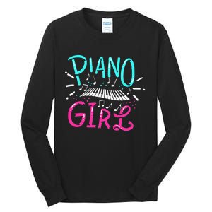 Piano Girl Pianist Music Notes Gift Tall Long Sleeve T-Shirt