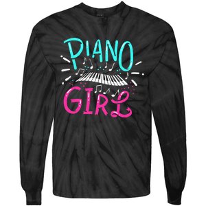 Piano Girl Pianist Music Notes Gift Tie-Dye Long Sleeve Shirt