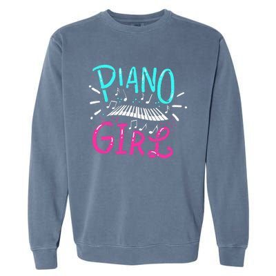 Piano Girl Pianist Music Notes Gift Garment-Dyed Sweatshirt