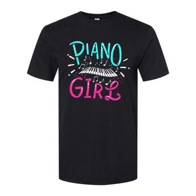 Piano Girl Pianist Music Notes Gift Softstyle® CVC T-Shirt