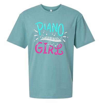 Piano Girl Pianist Music Notes Gift Sueded Cloud Jersey T-Shirt