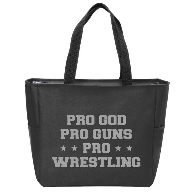 Pro God Pro Guns Pro Wrestling Zip Tote Bag
