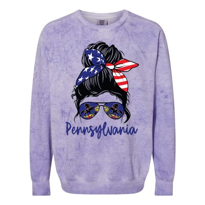 Pennsylvania Girl Pennsylvania Flag State Girlfriend Messy Colorblast Crewneck Sweatshirt