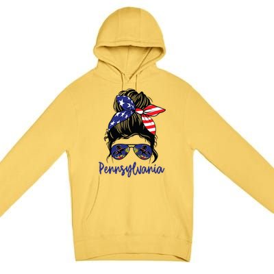 Pennsylvania Girl Pennsylvania Flag State Girlfriend Messy Premium Pullover Hoodie