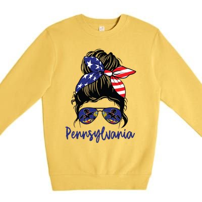 Pennsylvania Girl Pennsylvania Flag State Girlfriend Messy Premium Crewneck Sweatshirt